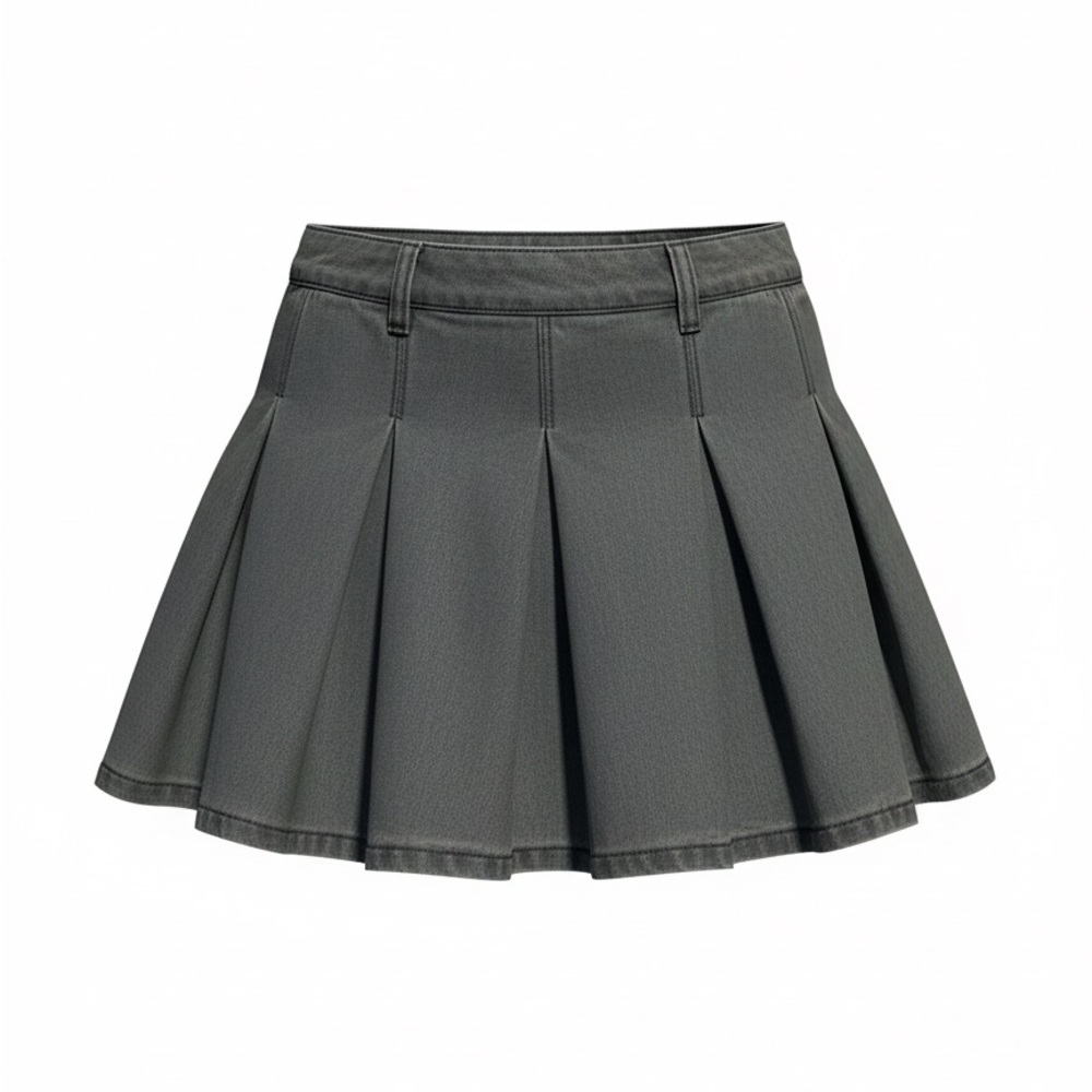 Vintage denim Pleated Mini Skirt Sz 26 XS
